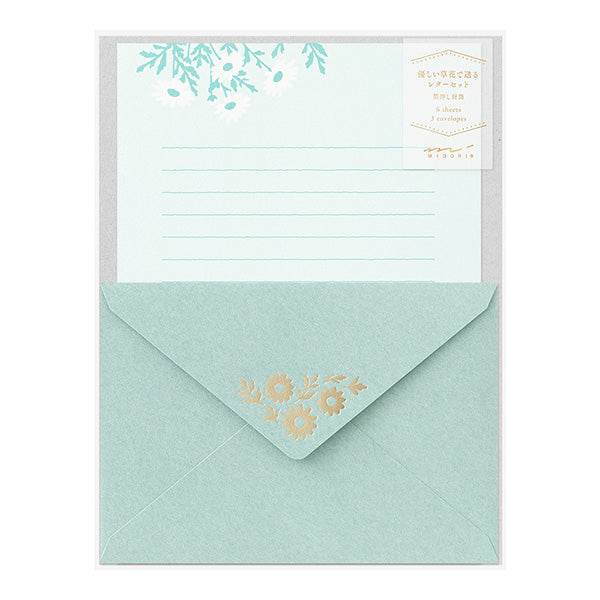 Midori - Letter Set  - Foil-stamped Envelopes - Marguerite Daisy