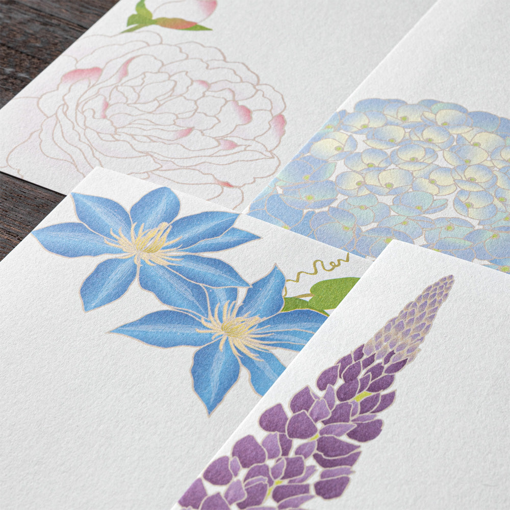 Midori - Message Letter Pad 603 - Four Designs - Summer Flowers S5
