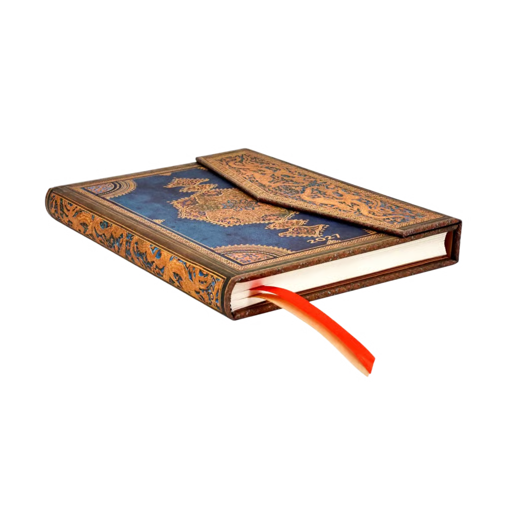 Paperblanks - 2027 Safavid Indigo (Safavid Binding Art) - 12 Month Planner - Weekly - Hardcover - Midi - Vertical
