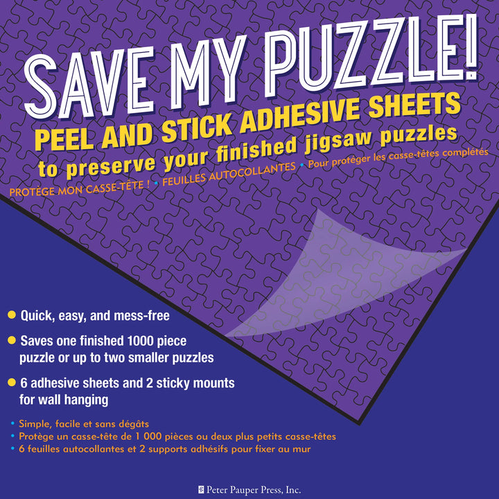 Peter Pauper Press - Save My Puzzle - Peel and Steek Adhesive Sheets