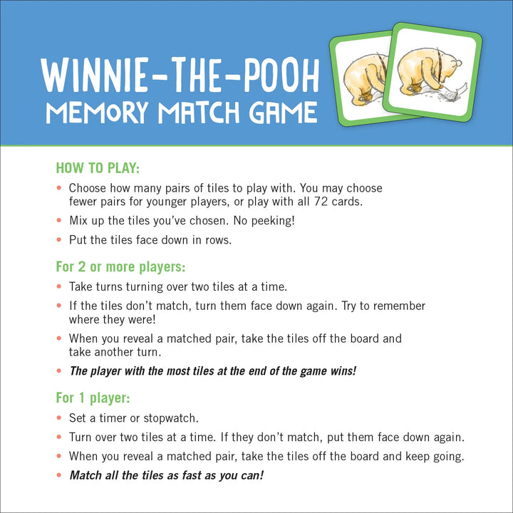 Peter Pauper Press - Memory Match Game - Winnie-The-Pooh
