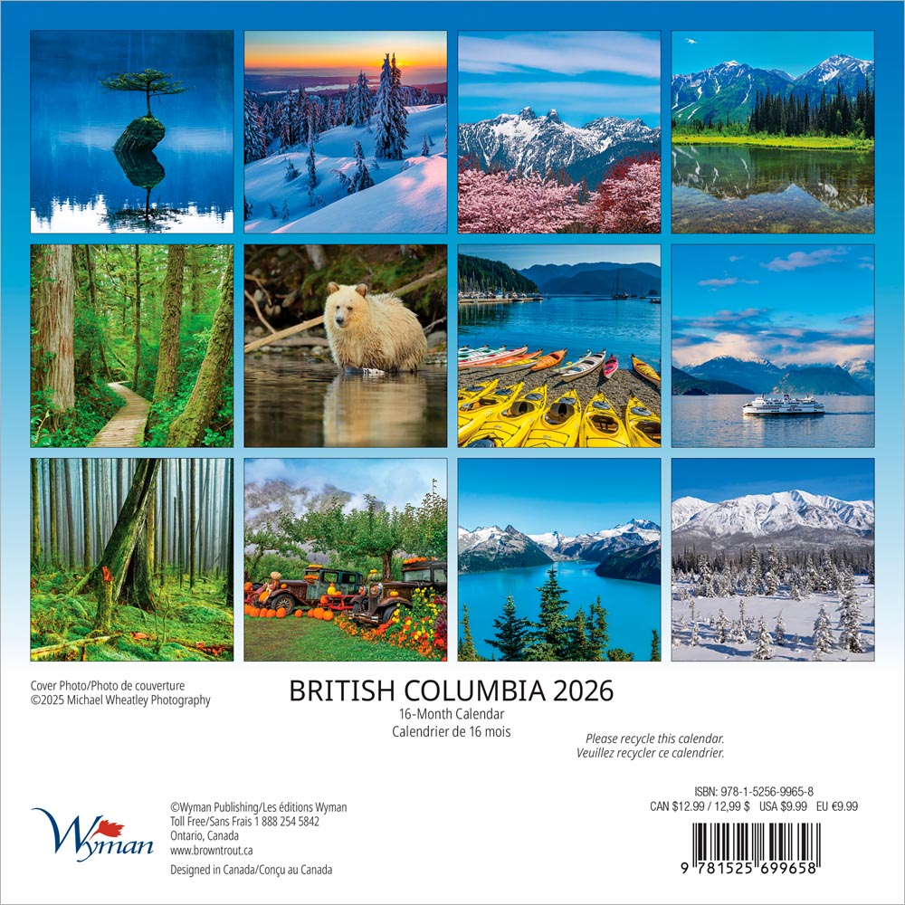 Wyman - 2026 Mini Calendar - British Columbia