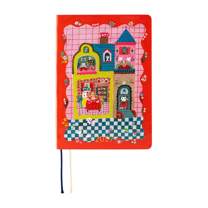 Hobonichi Techo 2027 - A6 HON Planner Book - Yumi Kitagishi: White Cat and Rabbit’s Tea Room - Japanese/Jan Start/Mon Start
