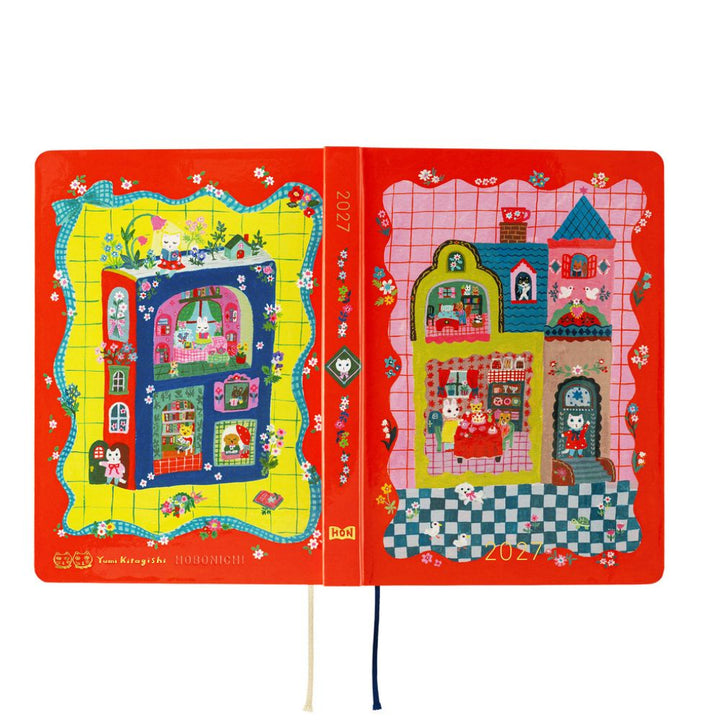 Hobonichi Techo 2027 - A6 HON Planner Book - Yumi Kitagishi: White Cat and Rabbit’s Tea Room - Japanese/Jan Start/Mon Start