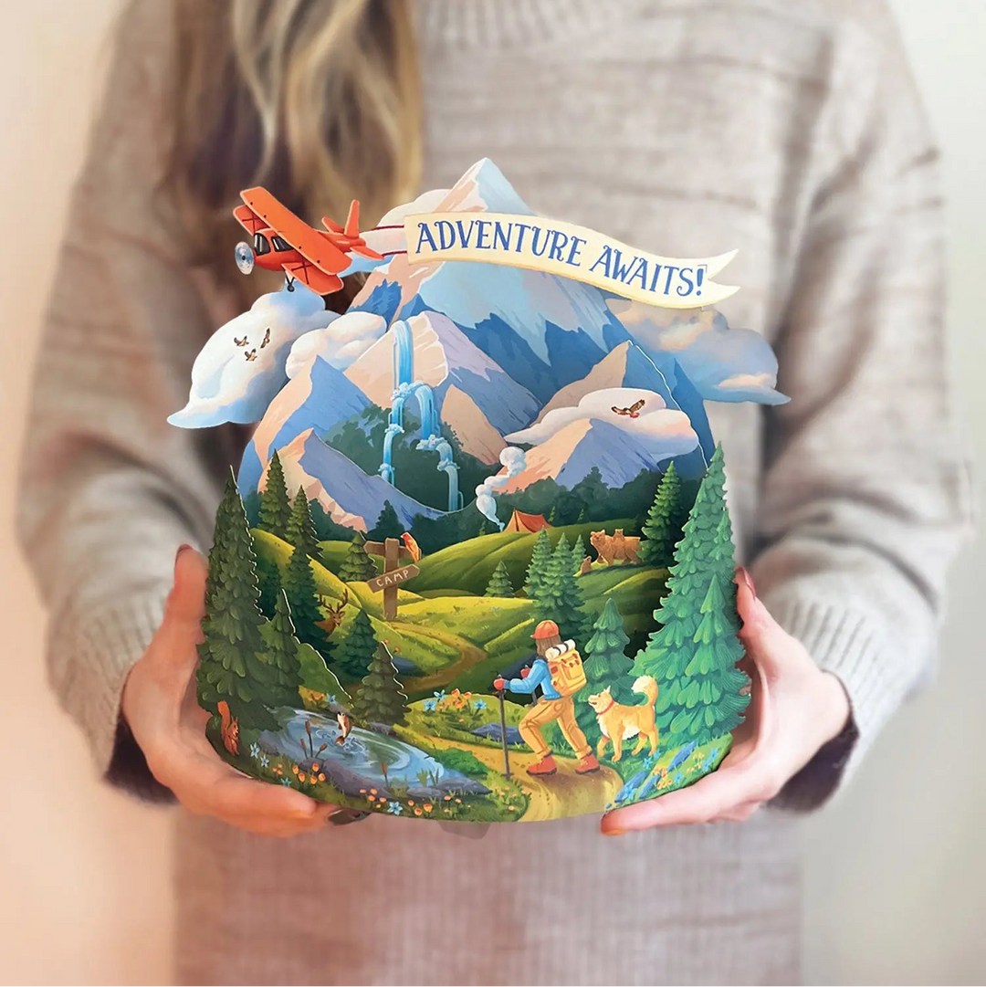 Fresh Cut Paper - Pop-Up Mountain Landscape with Note Card - Adventure Awaits