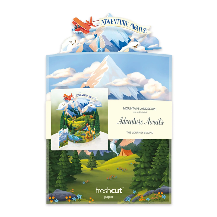 Fresh Cut Paper - Pop-Up Mountain Landscape with Note Card - Adventure Awaits