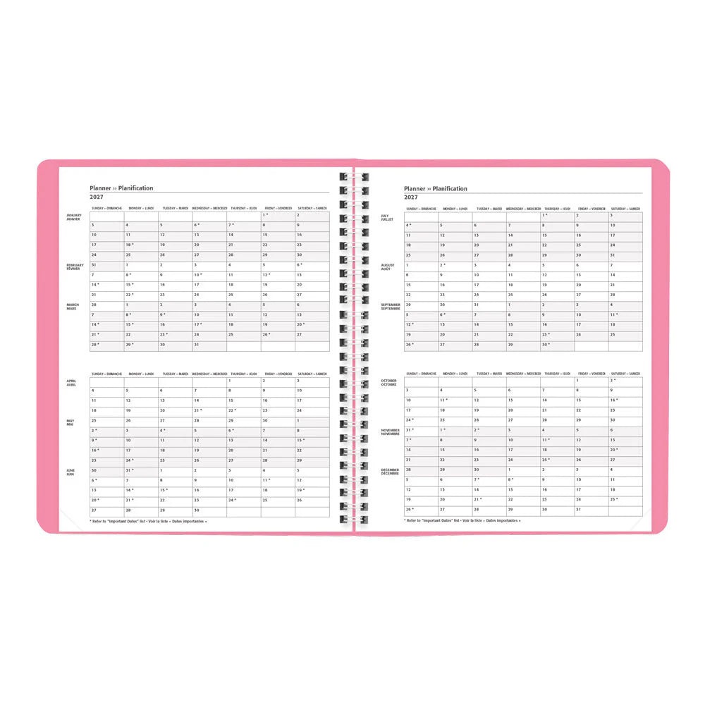 Blueline - Pink Monthly Planner, 2027 - Bilingual C1219.95BT