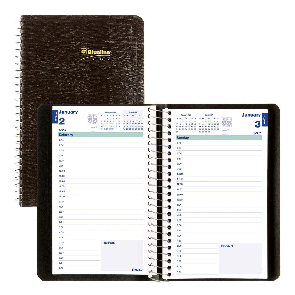 BLUELINE- 2027 Essential Daily Planner - Appointment Book - English -  Black - C1504.81T
