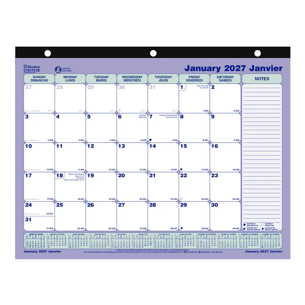 BLUELINE - Monthly Desk Pad Calendar - Bilingual - C181721B