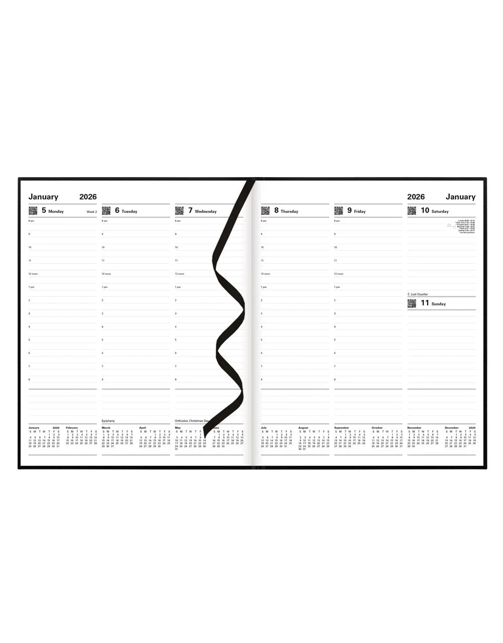 Letts of London - 2026 Principal Weekly Planner with Appointments - Quarto Week-to-View - Black
