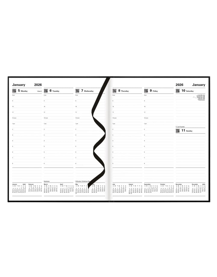 Letts of London - 2026 Principal Weekly Planner with Appointments - Quarto Week-to-View - Black