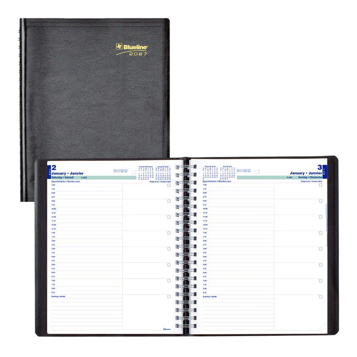 BLUELINE - 2027 Essential Daily Planner - Appointment Book - Bilingual - Black - C965.81BT