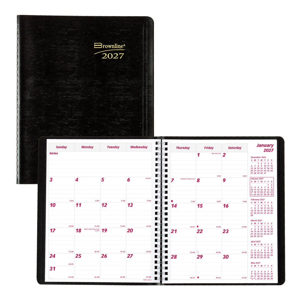 Brownline - 2027 Essential Monthly Planner - 14-Month - English - Black