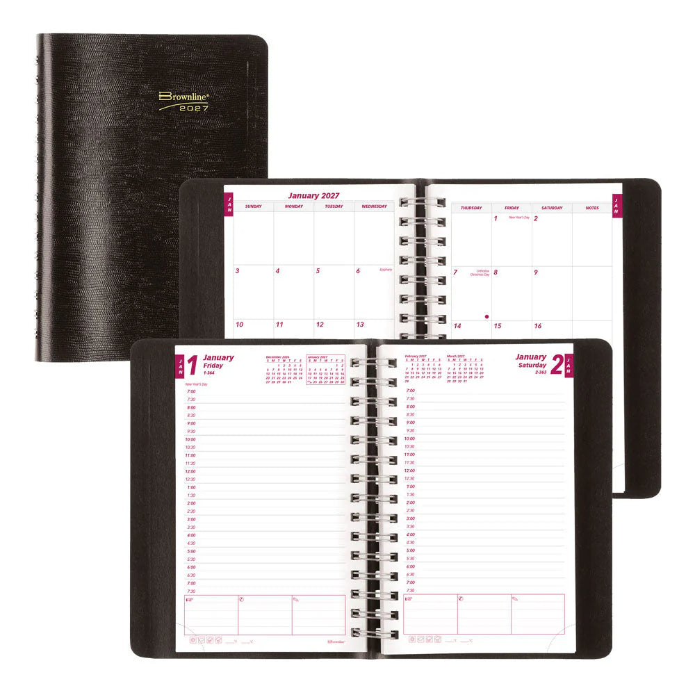 BROWNLINE - 2027 Essential Daily Planner - Appointment Book - English -  Black - CB634W.BLK