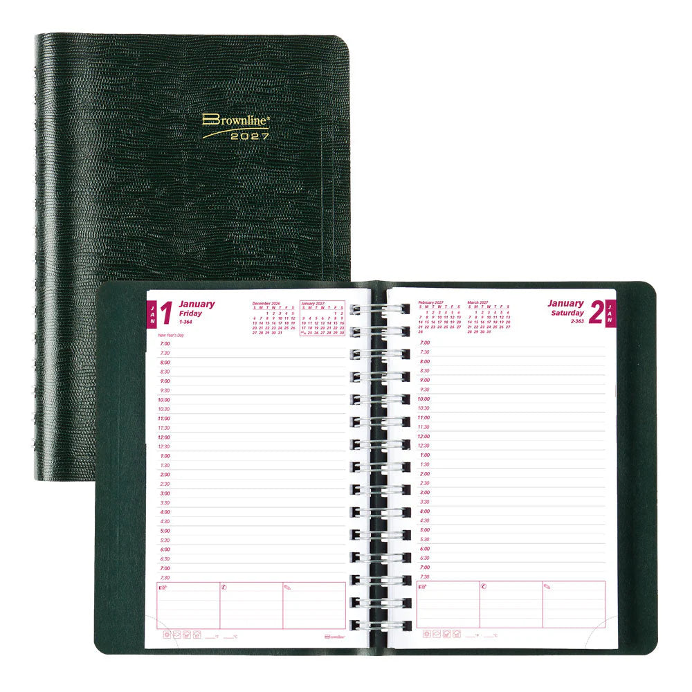 BROWNLINE - 2027 Essential Daily Planner - Appointment Book - English -  Green - CB634W.GRN