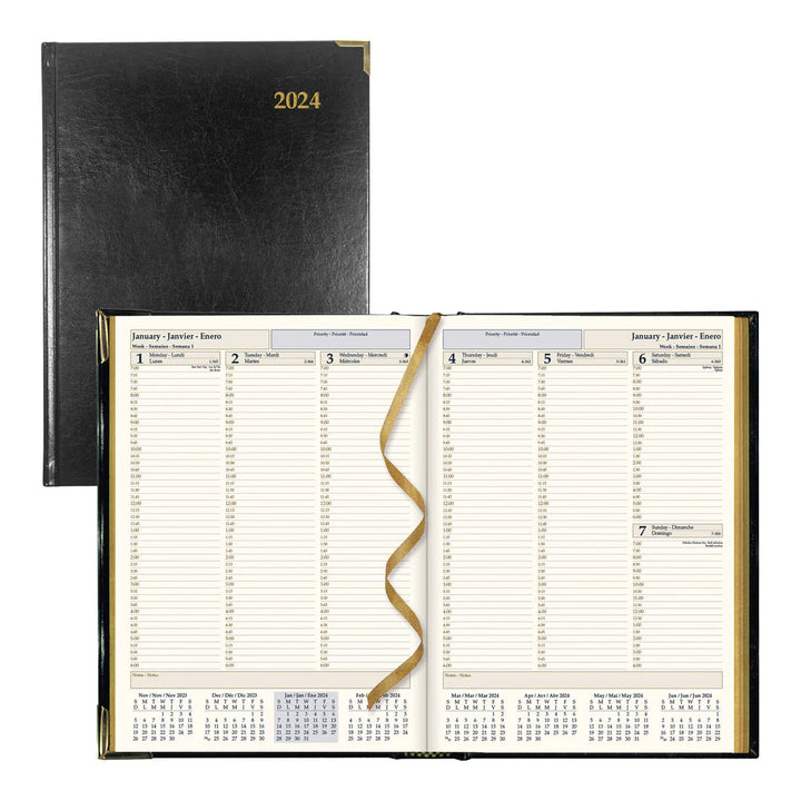 BROWNLINE - 2024 Planner - 10.75" H x 7.75" W - Executive Hard Cover Weekly Planner (English)