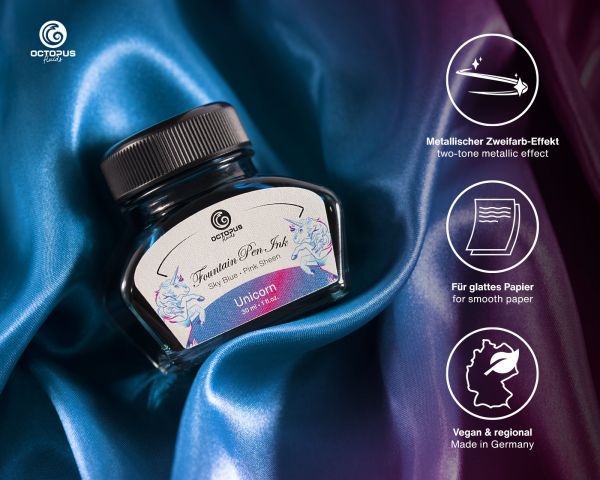 Octopus Fluids Sheening 30ml Fountain Pen Ink Unicorn Sky Blue
