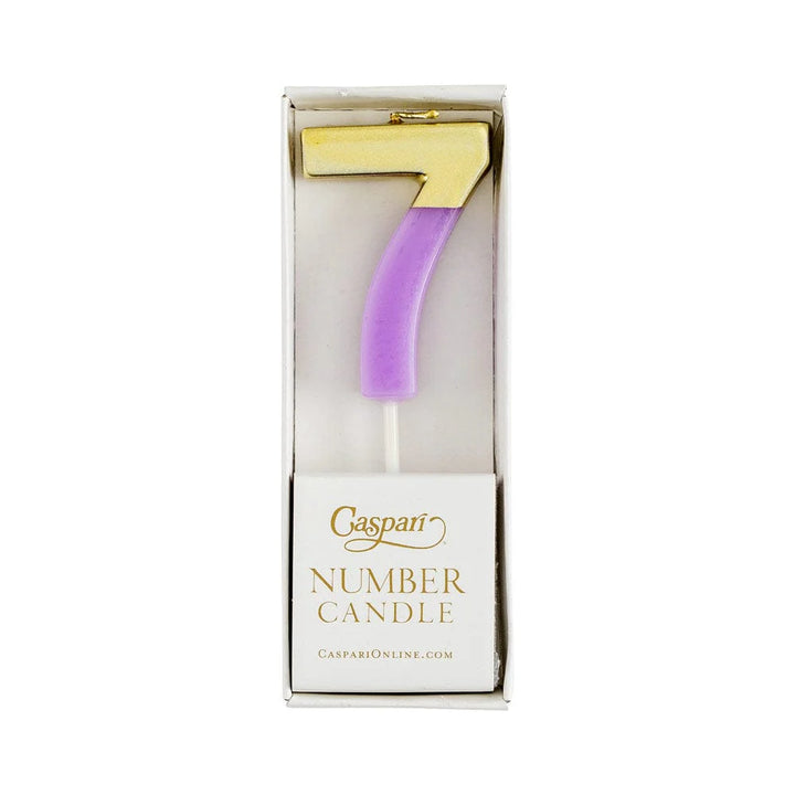 Caspari Number Candle - Purple and Gold - "7"