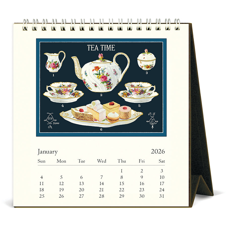 Cavallini & Co - 2026 Desk Calendar - Tea Time