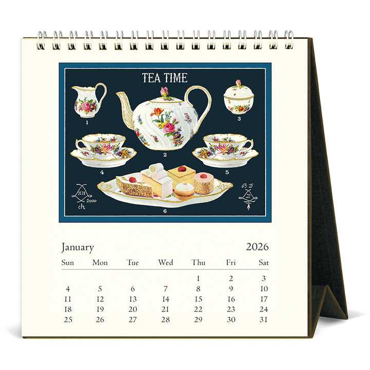 Cavallini & Co - 2026 Desk Calendar - Tea Time