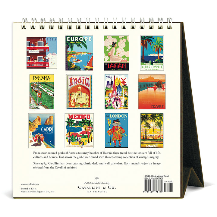 Cavallini & Co - 2026 Desk Calendar - Vintage Travel