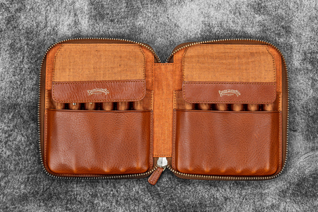 Galen Leather - Legacy Leather Zip Pen Case for 12 Pens - A6 - Deep Cognac