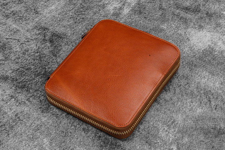 Galen Leather - Legacy Leather Zip Pen Case for 6 Pens - Deep Cognac