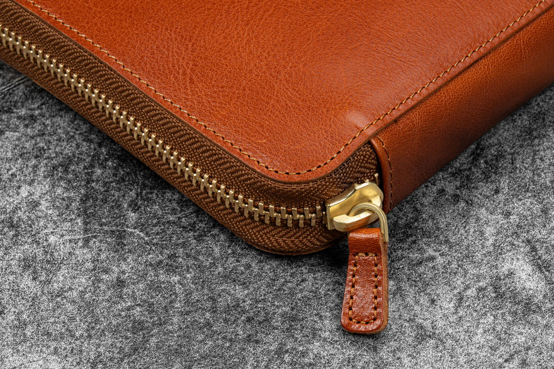 Galen Leather - Legacy Leather Zip Pen Case for 6 Pens - Deep Cognac