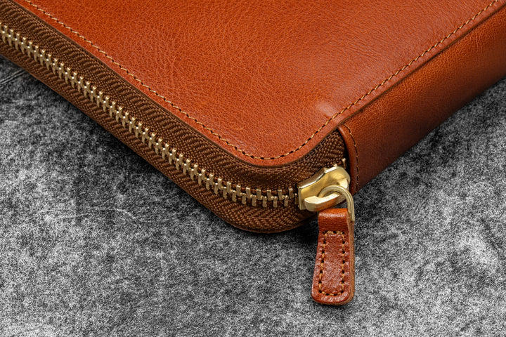 Galen Leather - Legacy Leather Zip Pen Case for 6 Pens - Deep Cognac