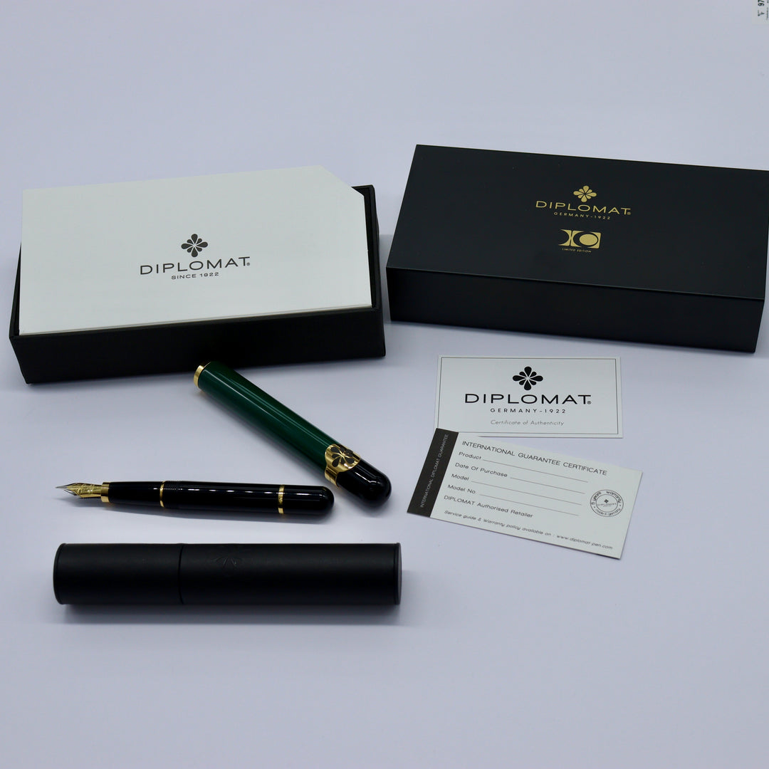 Diplomat XO Fountain Pen Limited Edition Racing Green Lacquered with box and warranty paper