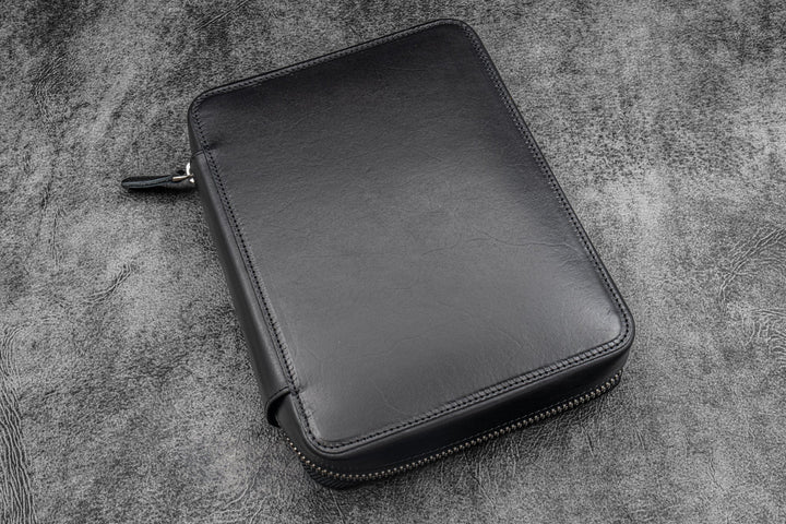 Galen Leather - Expansi-Folio Leather Wide A5 Zip Folio - Black
