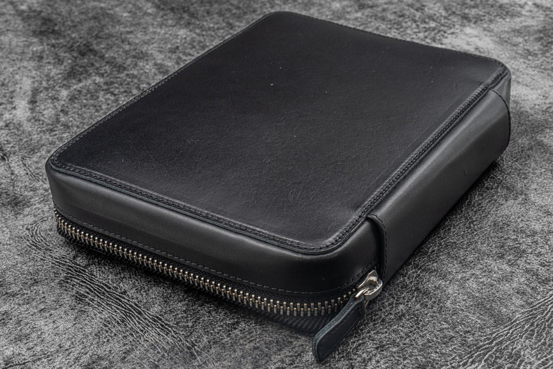 Galen Leather - Expansi-Folio Leather Wide A5 Zip Folio - Black