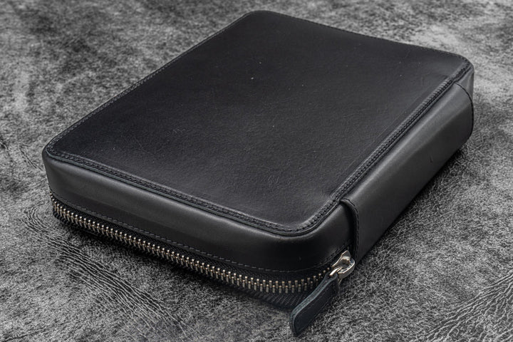 Galen Leather - Expansi-Folio Leather Wide A5 Zip Folio - Black
