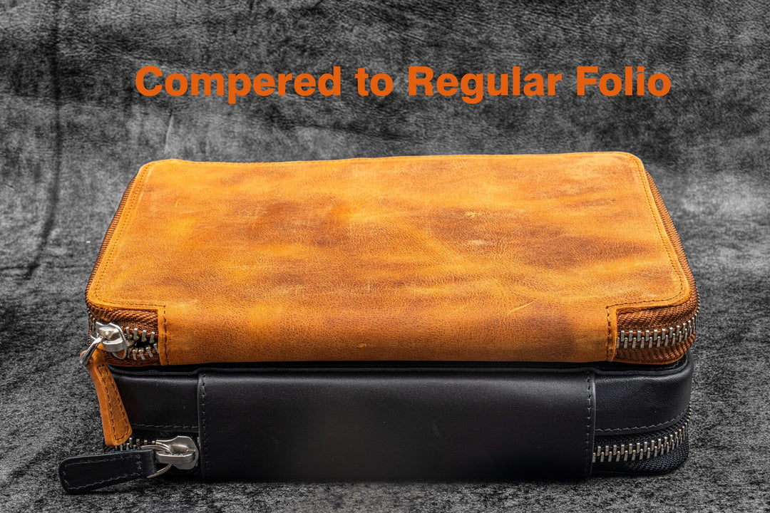Galen Leather - Expansi-Folio Leather Wide A5 Zip Folio - Black