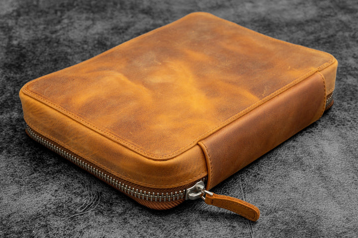 Galen Leather - Expansi-Folio Leather Wide A5 Zip Folio - C. H. Brown
