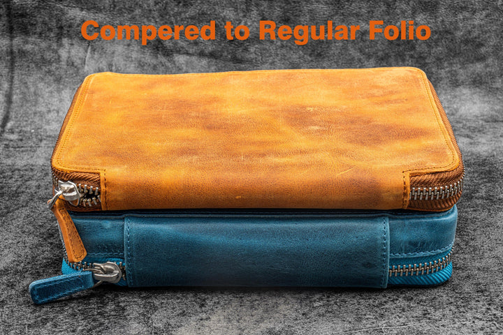 Galen Leather - Expansi-Folio Leather Wide A5 Zip Folio - C. H. Ocean Blue