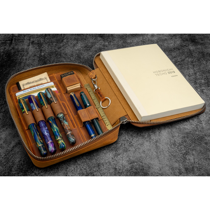 Galen Leather - Expansi-Folio Leather Wide A5 Zip Folio - C. H. Brown