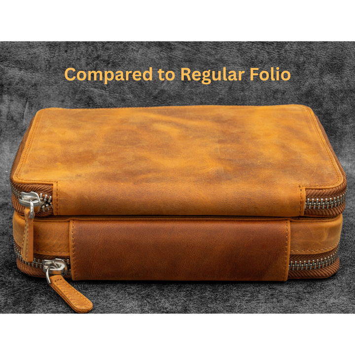 Galen Leather - Expansi-Folio Leather Wide A5 Zip Folio - C. H. Brown