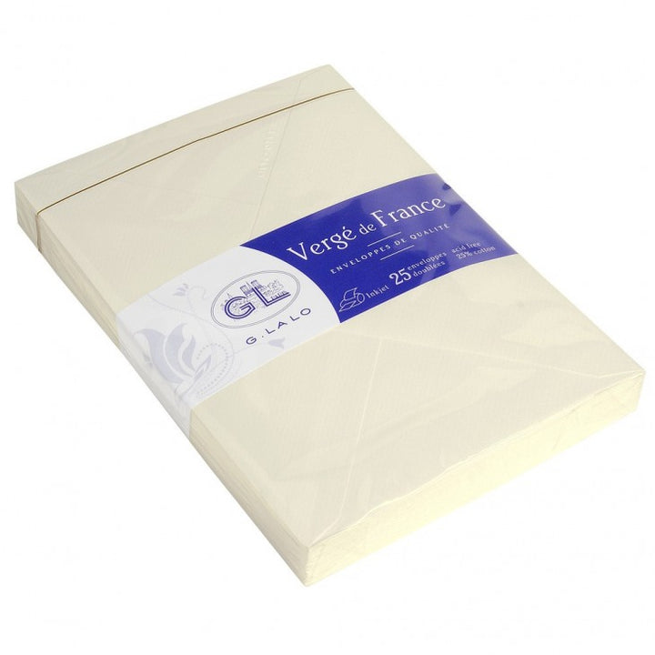 G. LALO - 25 TISSUE-LINED ENVELOPES 107X152MM - Ivory