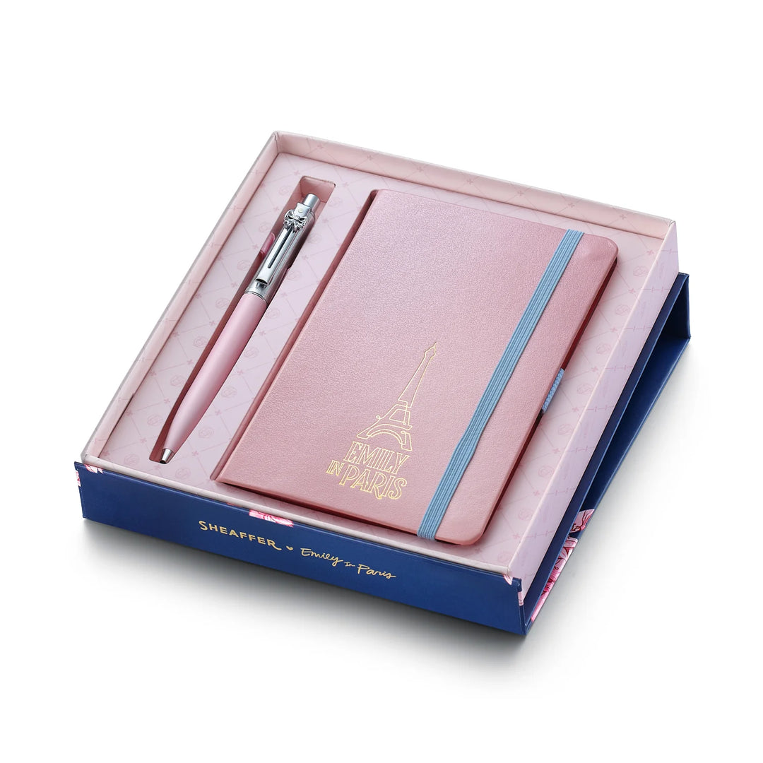 Sheaffer - Emily in Paris - Sentinel 321 Pink Matte Finish Ballpoint Pen and A6 Notebook - Gift Set