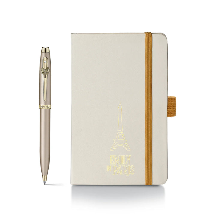 Sheaffer - Emily in Paris - 100 Champagne Gold Ballpoint Pen and Small Notebook - Gift Set