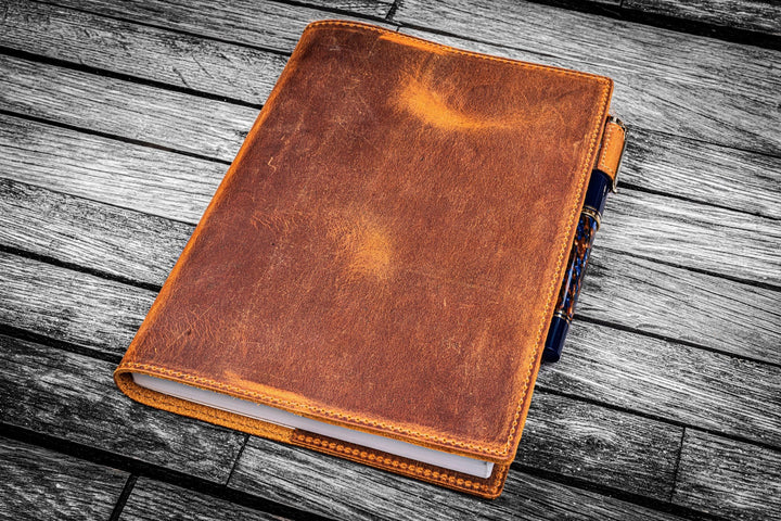 Galen Leather - Leather Slim A5 Notebook / Planner Cover - Crazy Horse Brown