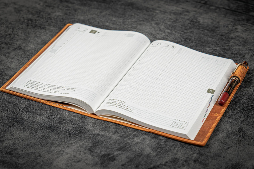 Galen Leather - Leather Slim A5 Notebook / Planner Cover - Crazy Horse Brown