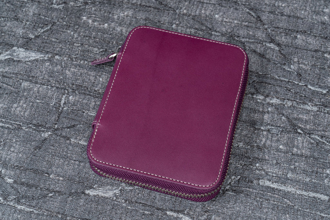 Galen Leather - Leather Zippered 10 Slots Pen Case - Purple