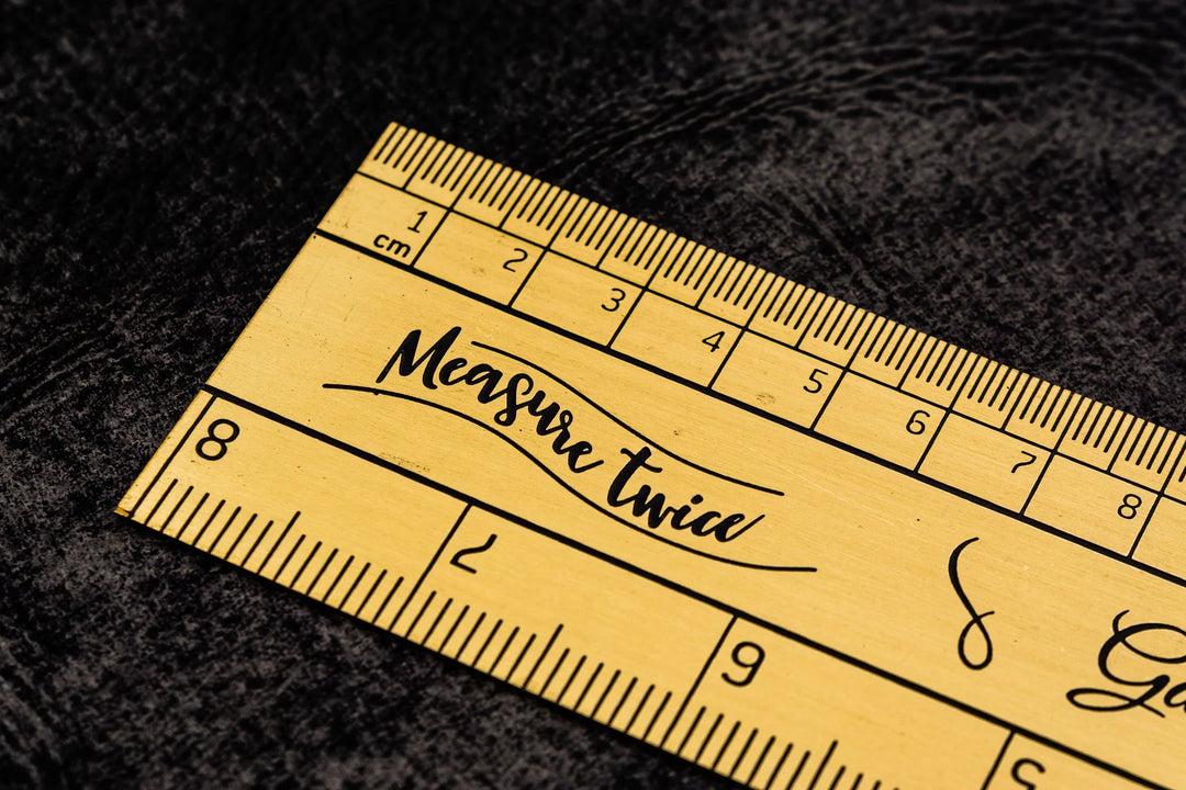 Galen Leather - Vintage Inspired Brass Ruler - Imperial & Metric Measurements