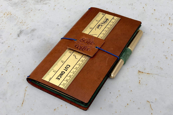 Galen Leather - Vintage Inspired Brass Ruler - Imperial & Metric Measurements