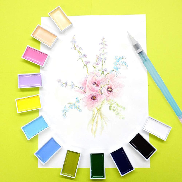 KURETAKE - Gansai Tambi Water-based Pigment Paint - 12 Colour Set II