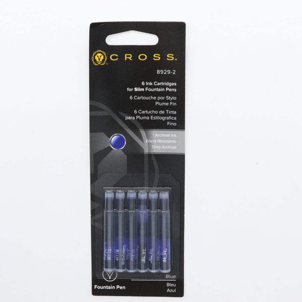 cross Slim Fountain Pen Ink Cartridge - Blue (six per card)