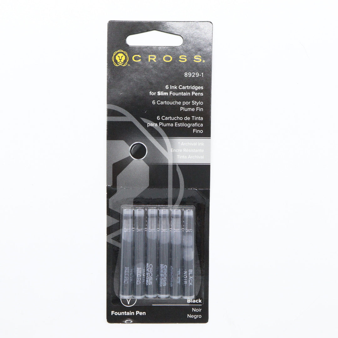 Cross - Slim Fountain Pen Ink Cartridge - Black (six per card)