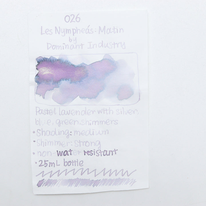 DOMINANT INDUSTRY – PAINTER SERIES – Bottled Fountain Pen Ink (25ml) – No.026 Les Nymphéas: Matin Ink Swatches - Free Shipping to US and Canada